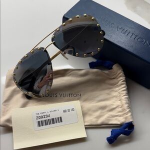 Louis Vuitton Black and Gold Studded Sunglasses